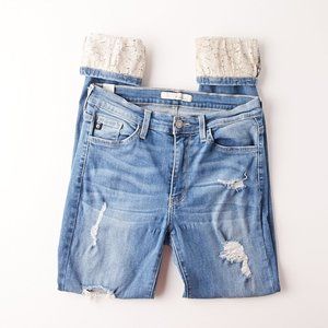 KanCan Distressed Light Wash Denim w/ Lace Cuffs